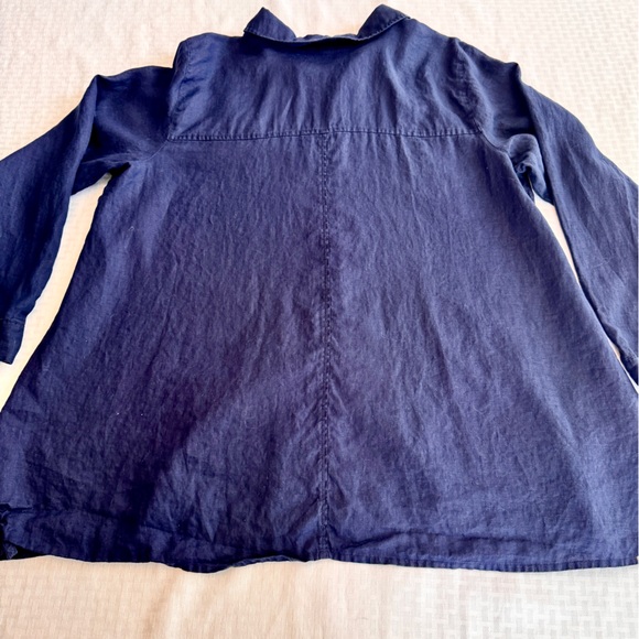 Eileen Fisher Organic Linen Button Front Tunic Shirt 2X Blue Minimalist - Picture 4 of 10